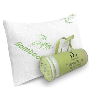 Memory Foam Bamboo Pillow Queen for Sleeping Breathable Cover Derived - Bamboo